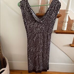 Banana Republic Brown and White Backless Dress. Low cowl neck and back